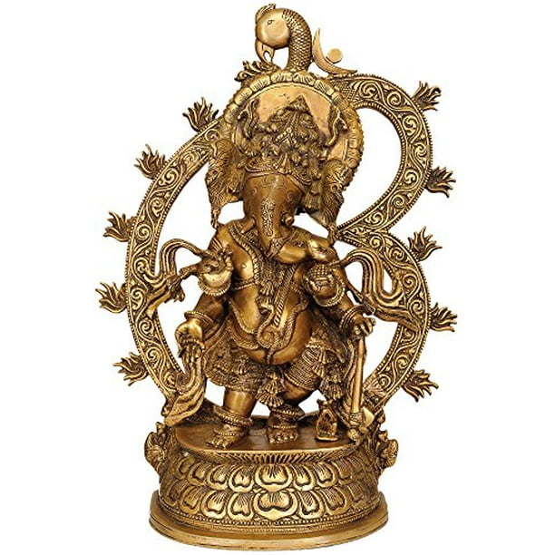 Exotic India Bhagawan Hanuman with a Large Halo Brass Statue Exotic India Bhagawan Hanuman with a Large Halo Brass Statue